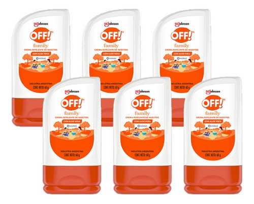 Repelente Insectos Crema Off 60 Gr Familiar Mosquitos Pack 6 0