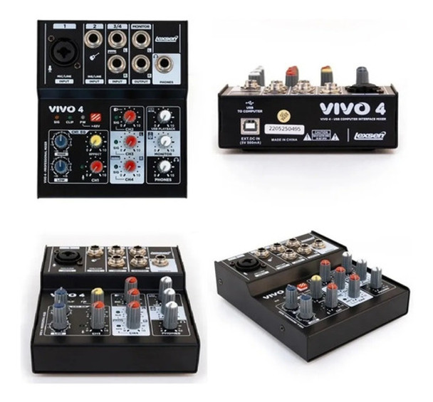 Consola Mixer Lexsen Vivo 4 Usb Interfaz Audio 0