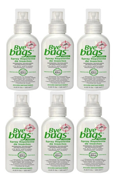 Pack Spray Repelente De Insectos Byebugs 125ml  6 Unidades 0