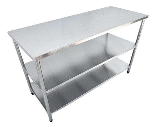 Bancada Mesa Armario De Inox Multiuso Pao 2 Niveis 80x50 0