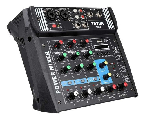 Consola Mixer 4 Canales Potenciada Interfaz Usb/bt/phantom 0