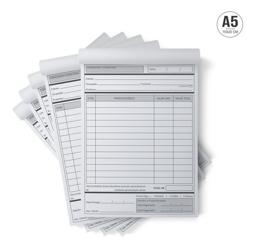 Bloco A5 Pedidos Autocopiativo Roupas / Cosméticos / Loja 0