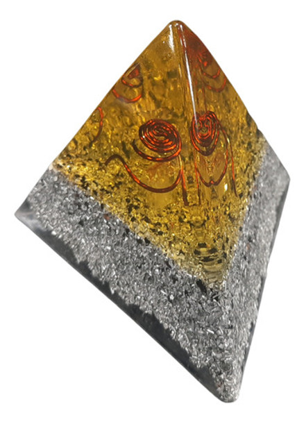 Orgonita Pirámide Tetraédrica Amarillo Con Cristal Citrino 0