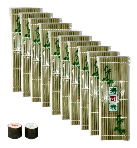 Kit 10 Esteiras Sudare Bambu Enrolar Nori Sushi Hot Roll 0