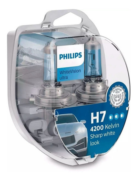 Lampara H7 Philips Whitevision Ultra 12v Kit X2 + 2 W5w T10 0
