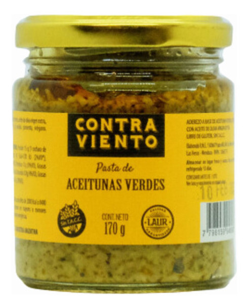 Pasta De Aceitunas Verdes Contraviento 170g. Laur. Pack X 6 0