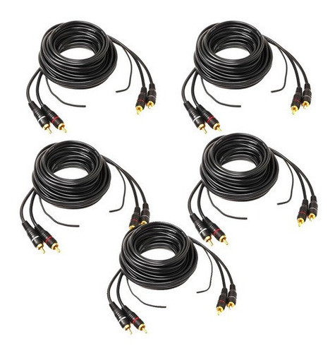 Kit 5 Cabo Rca 5 Metros Automotivo Som Modulo 0