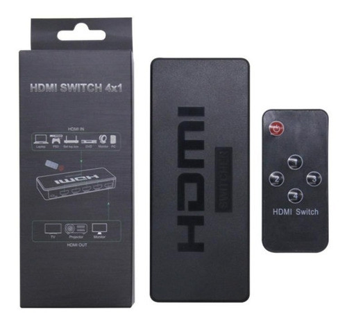 Splitter Hdmi Activo 4x1 1080p 4 Entradas Con Control 0