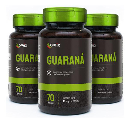 Kit 3x Guaraná - 70 Cápsulas - Omix 0