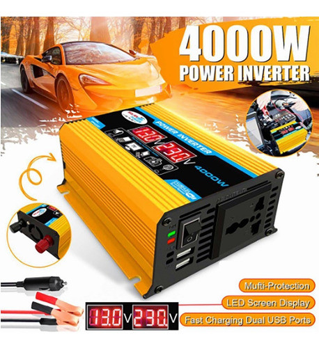 Inversor De Carro Digital Inteligente De 4000w 12v- 2 Saídas 0