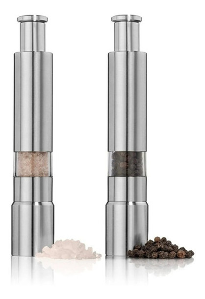 Kit X 2 Molinillo Pimentero Salero Sal A Pistón Acero Inox. 0