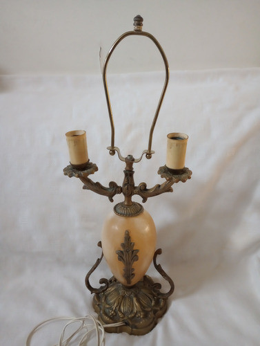 Antigua Lámpara De Mesa Doble De Mármol Y Bronce Coleccionis 0