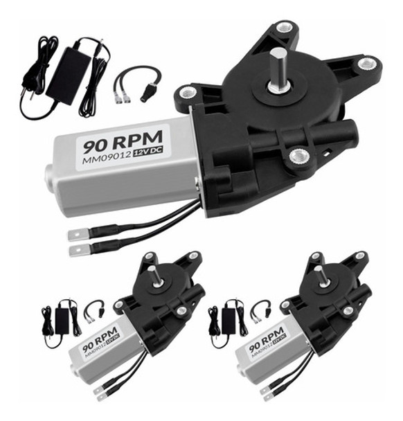 Motor Dc 12v Com Caixa De Redução 90 Rpm + Fonte 12v - 3pçs 0