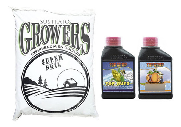 Sustrato Growers Super Soil 50lt Con Top Crop Auto Bud 250cc 0