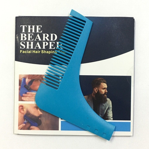 Pente Barba Forma Suporte Bochecha Barbeiro Perfeito Azul 0