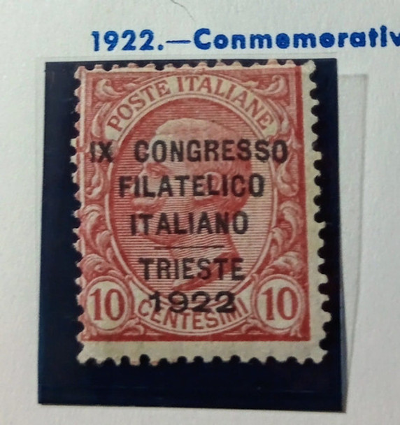 Estampilla Reino De Italia 1922 Cong Filat. 10 Cent. Yt. 117 0