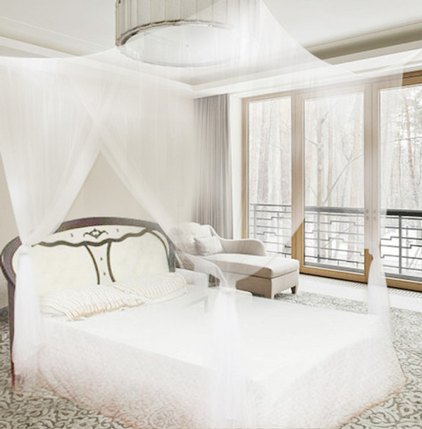 4 Camas De Canto Com Dossel Rede Mosquiteira Queen Size King 0