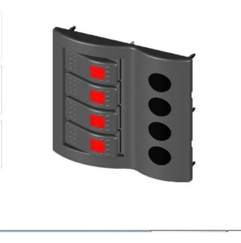 Painel Eletrico Em Plastico 4 Botoes 13x10cm Led Vermelho 0
