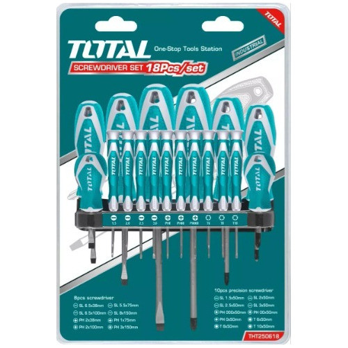Set de 18 destornilladores industrial total tht250618 0