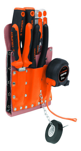 Porta Herramientas En Cuero 11 Compartim. Para Cinto Truper 0