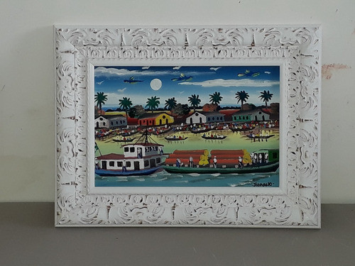 1903- Josinaldo- Ost 42x32cm Com Moldura - Barcos Com Toras. 0