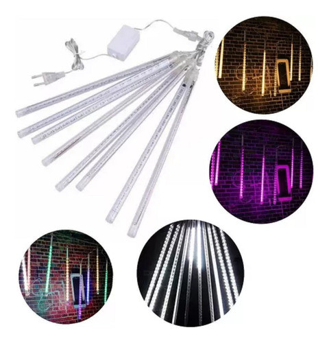Guia De 8 Tubos Luces Lagrima Efecto Lluvia Cascada 80cm 0