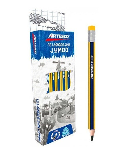 Lápiz Grafito Escolar Jumbo | 2b Largo | Artesco | Cajax12 0