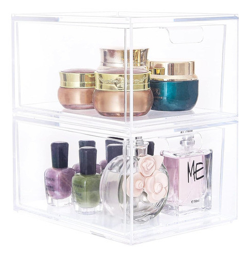Suoxing Stackable Makeup Plastic Organizer Storage Drawers, 0