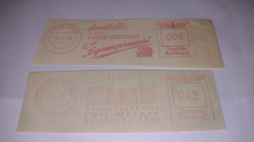 Alemania 3 Er Reich Imposición Postal De Máquina Correo 1938 0