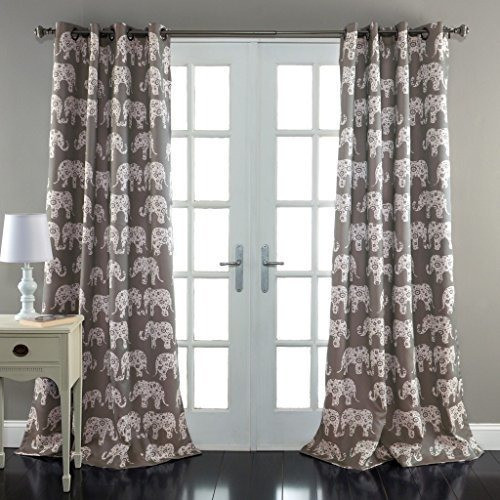 Juego De Cortinas Para Ventanas Con Estampado De Elefantes D 0