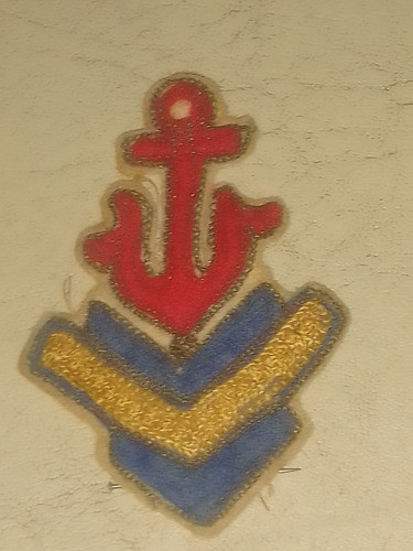 Antiguo Parche Insignia Ancla Escudo Hilo Oro Bordado 0