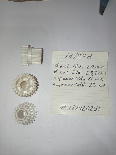 Engranaje Doble Plástico 18/24 Dientes. #182420257 0