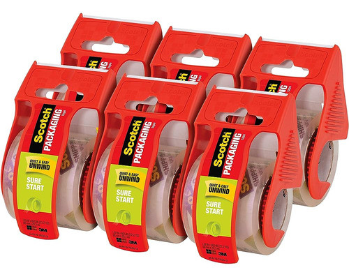 Scotch Sure Start Shipping Packaging Tape, 6 Paquetes De 6 R 0