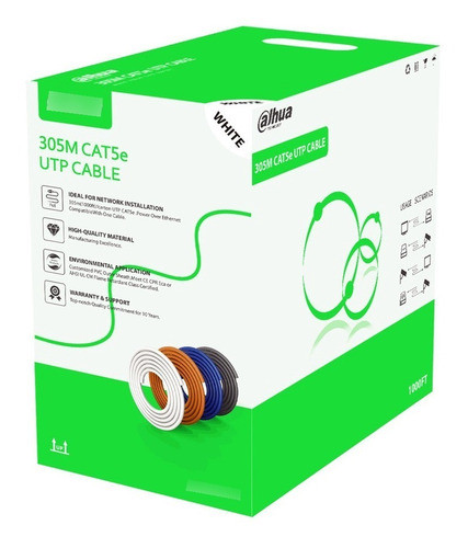 Bobina De Cable Utp Dahua Cat5e 305m Aleación Cca Interior 0