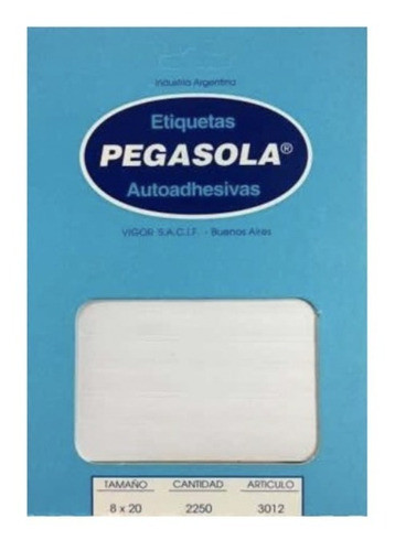 Etiqueta Vigor Pegasola Rectangulo Color Blanco 3012 8x20mm 0