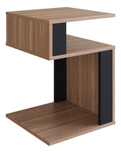 Mesa Lateral De Apoio 2 Prateleiras B74 Montana Preto Novam 0