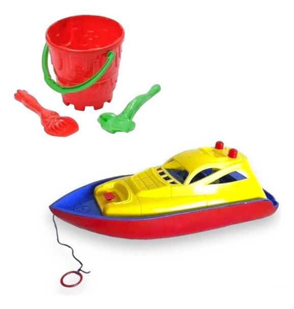 Lancha Barco +balde Acc Bote Infantil Pileta Playa Grande 0 Lancha Barco +balde Acc Bote Infantil Pileta Playa Grande 0