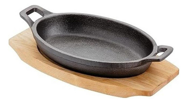 Bandeja Fuente Parrila Hierro Fundido + Base De Madera 0 Bandeja Fuente Parrila Hierro Fundido + Base De Madera 0