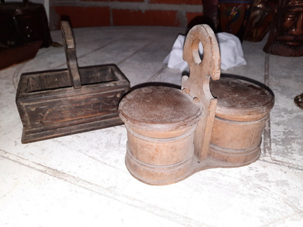 Lote Yerbera/azucarera Y Porta Saquitos De Te En Madera 0