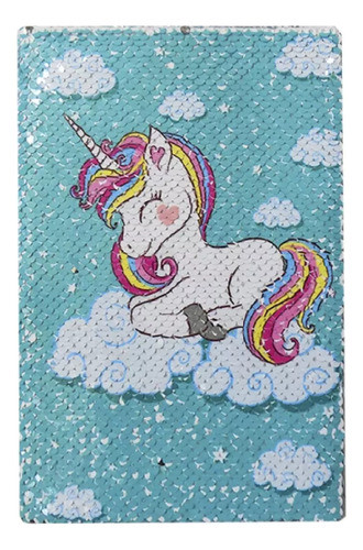 Libreta Diseño Unicornio  Lentejuelas Tamaño A5 0