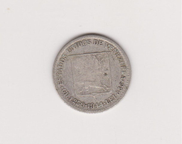 Moneda Venezuela 25 Centimos Año 1944 Plata Bueno 0