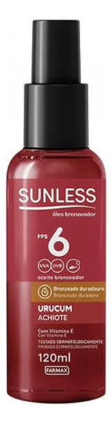 Sunless Óleo Bronzeador Urucum Fps6 120ml 0