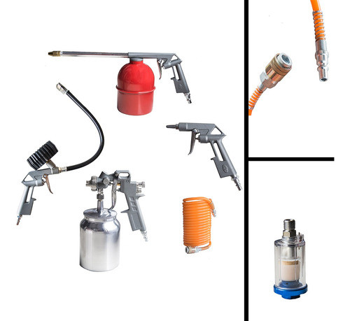 Kit Compresor 5 Piezas+ Acople Rápido+ Filtro Trampa De Agua 0