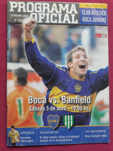 Programa Oficial Boca Nº 175 - Año 2008 - Poster F. Vargas 0