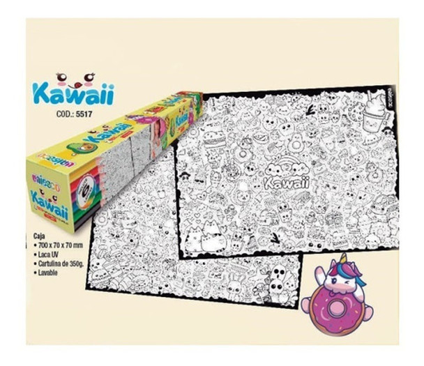 Kawaii Super Laminas Para Pintar + Lapices Uniesco 5517 0