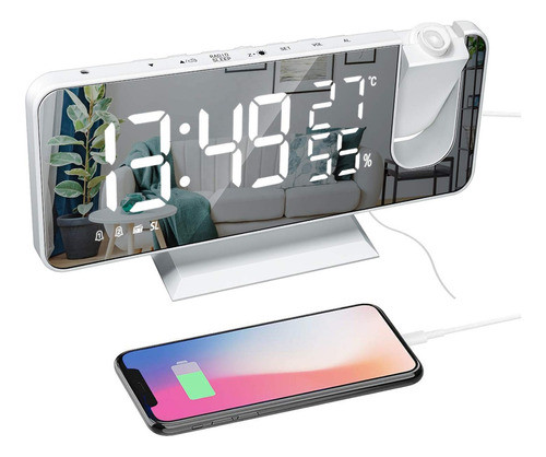 Threeh Reloj Despertador De Proyeccion Con Cargador Usb Proy 0