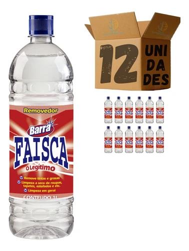 Caixa C/ 12 Removedor Multiuso Faísca Barra Legítimo 1 L 0