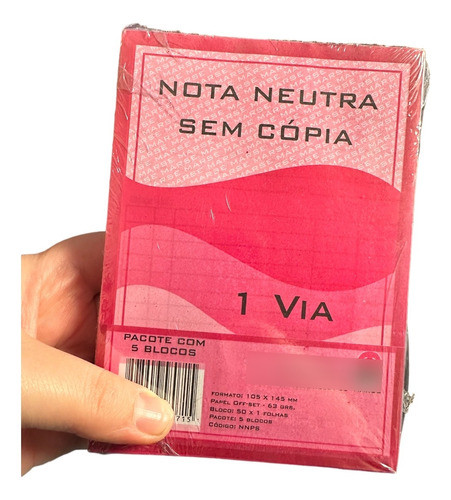 5 Blocos De Nota Neutra 1 Via 0