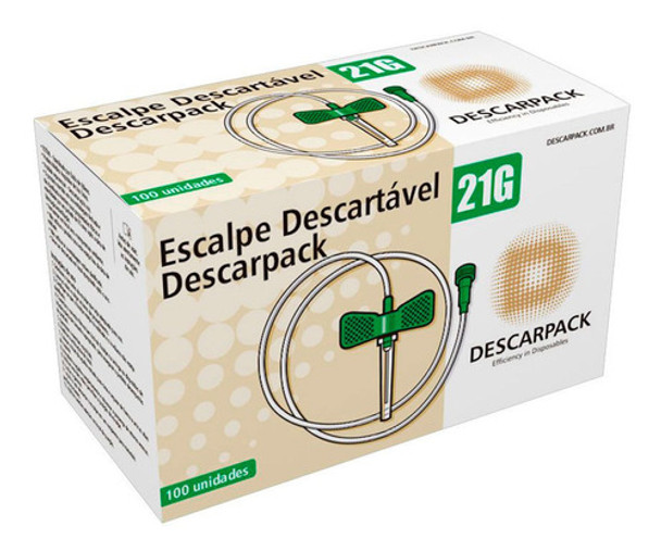 Cx 100 Escalpe Descartável Estéril Scalp 21g Lock Descarpack 0