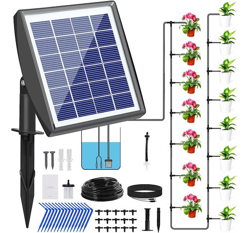 Sistema De Riego Solar Risingup, Kit De Riego Por Goteo Con 0